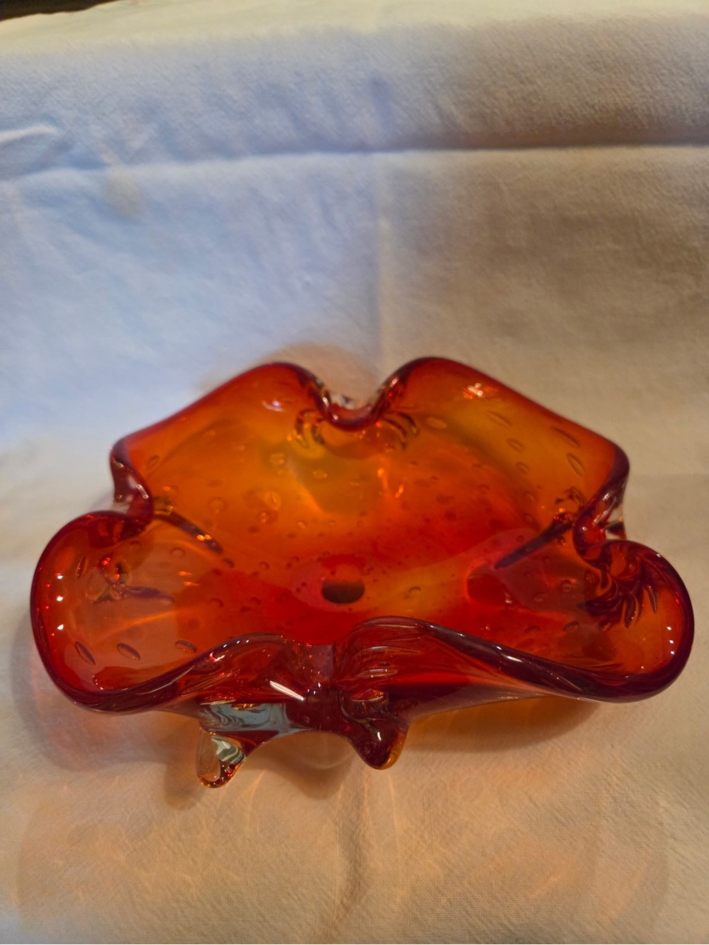 RARE find M.C Murano Vermillion orange Art Glass